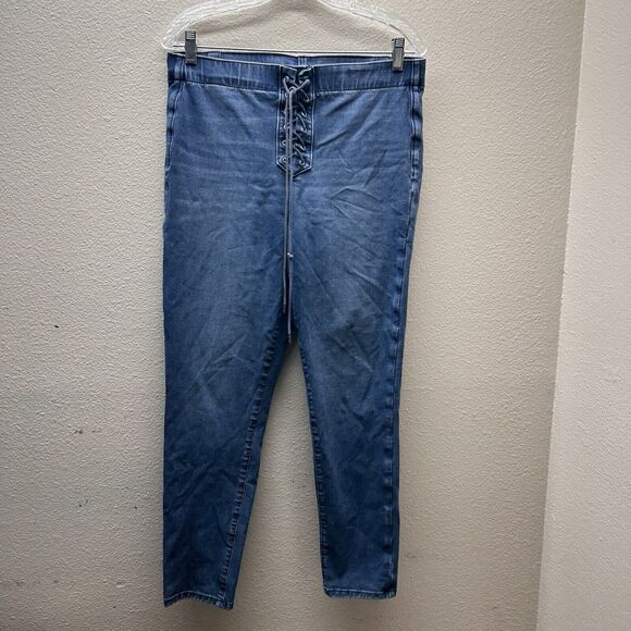 American Eagle High Rise Jegging Lace Up Boho Jeans SZ 14R Next Level Stretch - Picture 1 of 5